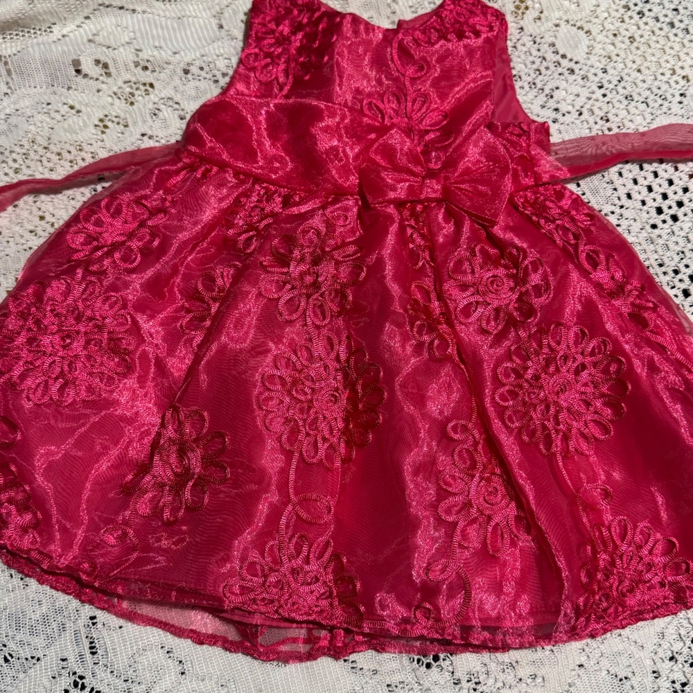 Rare Editions Baby Girl Dress with Bloomer Set Pink Floral 12 Months - Picture 2 of 5